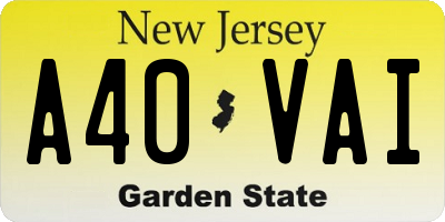 NJ license plate A40VAI
