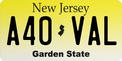 NJ license plate A40VAL