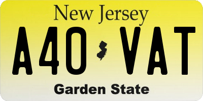 NJ license plate A40VAT