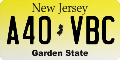 NJ license plate A40VBC