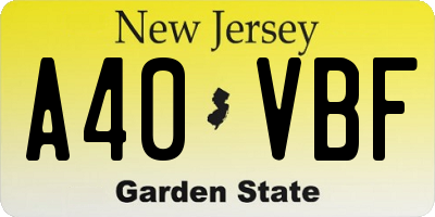 NJ license plate A40VBF