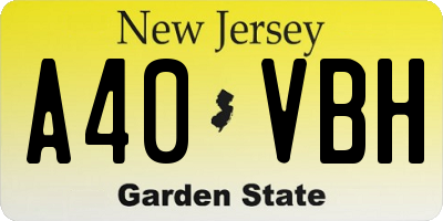 NJ license plate A40VBH