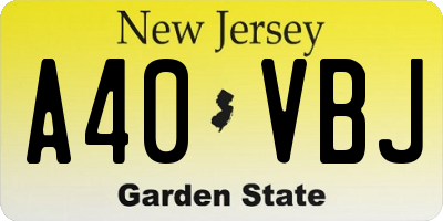 NJ license plate A40VBJ