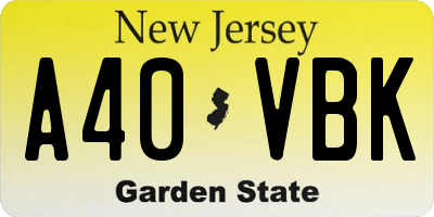 NJ license plate A40VBK