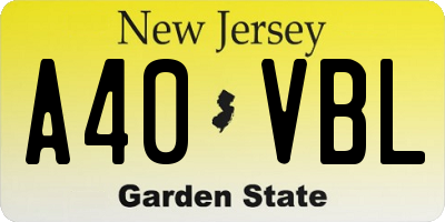 NJ license plate A40VBL