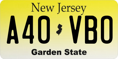 NJ license plate A40VBO