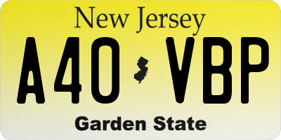 NJ license plate A40VBP