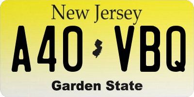 NJ license plate A40VBQ
