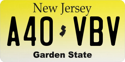 NJ license plate A40VBV