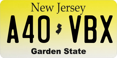 NJ license plate A40VBX