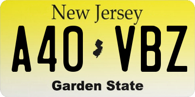NJ license plate A40VBZ