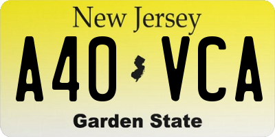 NJ license plate A40VCA