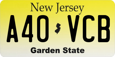 NJ license plate A40VCB