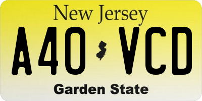 NJ license plate A40VCD