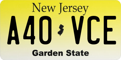 NJ license plate A40VCE