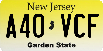 NJ license plate A40VCF