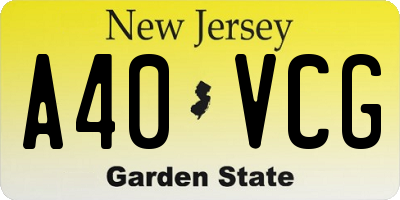 NJ license plate A40VCG