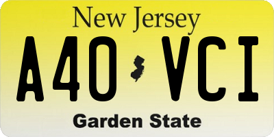 NJ license plate A40VCI