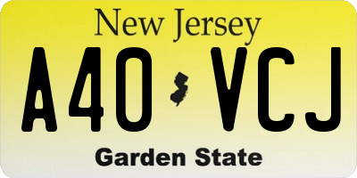 NJ license plate A40VCJ