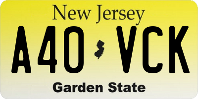 NJ license plate A40VCK