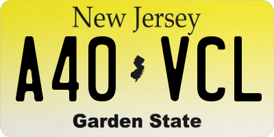 NJ license plate A40VCL