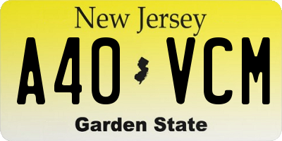 NJ license plate A40VCM