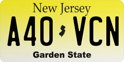 NJ license plate A40VCN