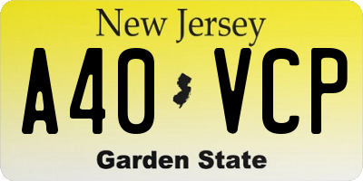 NJ license plate A40VCP
