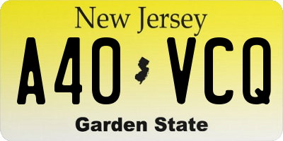 NJ license plate A40VCQ