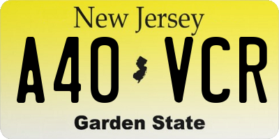 NJ license plate A40VCR