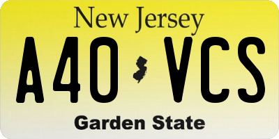 NJ license plate A40VCS