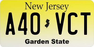 NJ license plate A40VCT