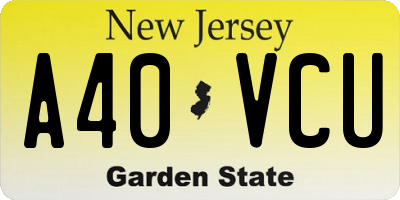 NJ license plate A40VCU