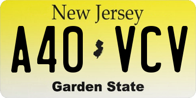 NJ license plate A40VCV
