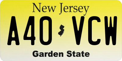 NJ license plate A40VCW