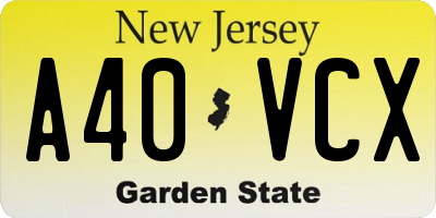 NJ license plate A40VCX