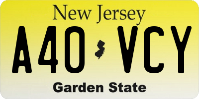 NJ license plate A40VCY