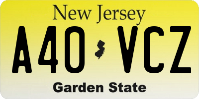 NJ license plate A40VCZ