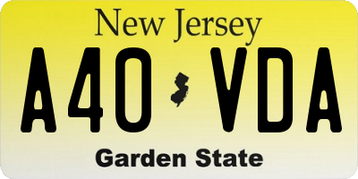 NJ license plate A40VDA