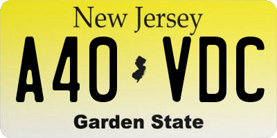 NJ license plate A40VDC