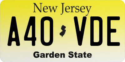NJ license plate A40VDE