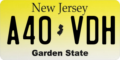 NJ license plate A40VDH