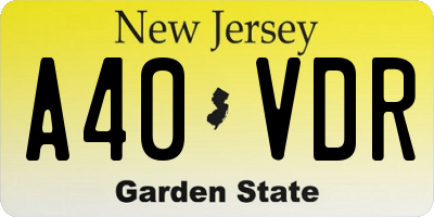 NJ license plate A40VDR