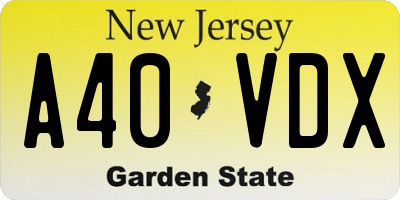 NJ license plate A40VDX