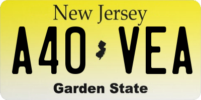 NJ license plate A40VEA