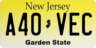 NJ license plate A40VEC