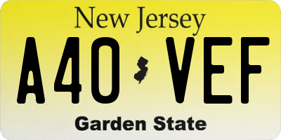 NJ license plate A40VEF
