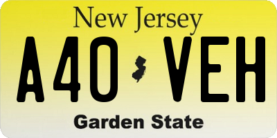 NJ license plate A40VEH