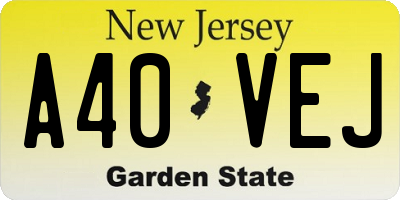 NJ license plate A40VEJ