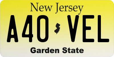 NJ license plate A40VEL